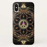 Capa Para iPhone X Flor da Paz Biológica Boêmia<br><div class="desc">Nature Forest Organic Samsung Galaxy S5 feito com terra escura tona padrões ópticos geométricos centrados com um símbolo de paz solar ouro | art por webgrrl.biz</div>