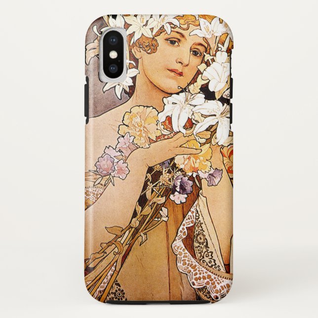 Capa Para iPhone, Case-Mate Flor de Alphonse Mucha (Verso)