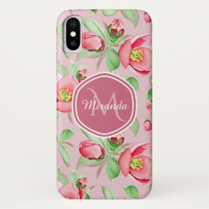 Capa Para iPhone Da Case-Mate Flor De Flor De Maçã Rosa, Suave, Com Monograma