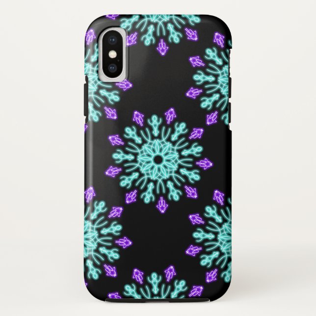 Capa Para iPhone, Case-Mate Flor de néon roxa e turquesa (Verso)