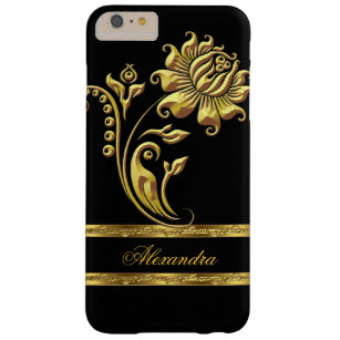 Capa Barely There Para iPhone 6 Plus Flor Dourada e preto elegante