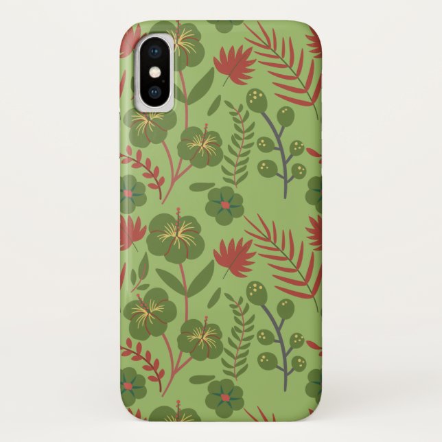 Capa Para iPhone, Case-Mate Flor floral verde, sem costura, ramal, folha (Verso)