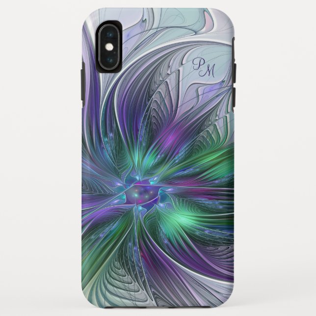Capa Para iPhone, Case-Mate Flor Inicial Abstrata de Fractal Roxo Verde (Verso)