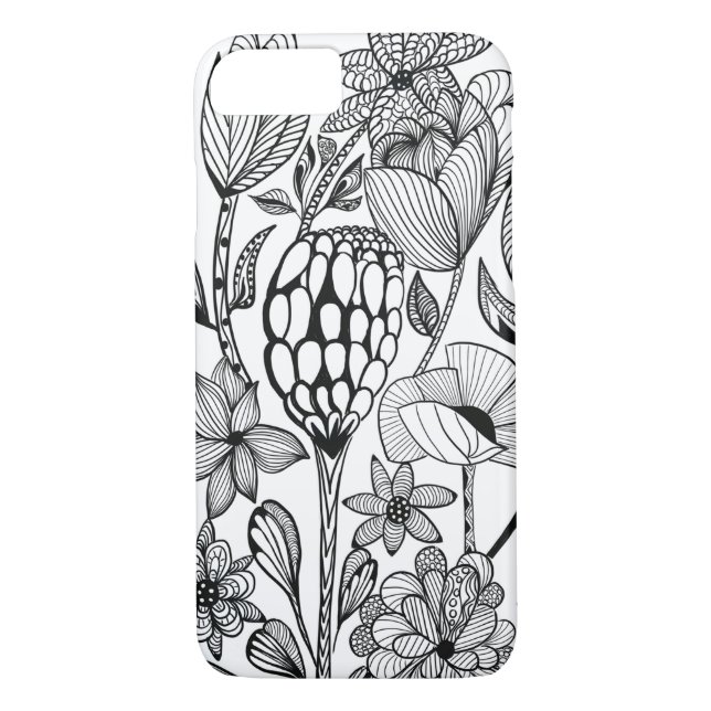 Capa Para iPhone, Case-Mate Flor, preto e branco (Verso)