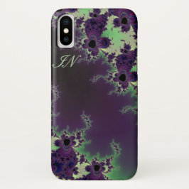Capa Para iPhone Da Case-Mate Flor roxa verde do Fractal do monograma