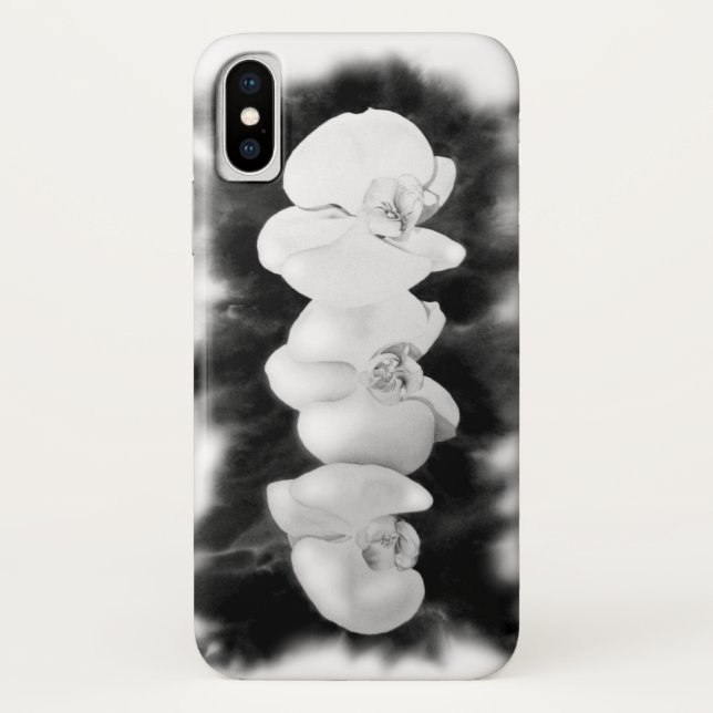 Capa Para iPhone, Case-Mate Flor tropical de pintura da Orquídea Branca Negra (Verso)