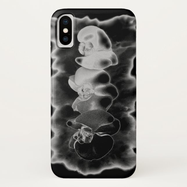 Capa Para iPhone, Case-Mate Flor tropical de pintura da Orquídea Branca Negra (Verso)