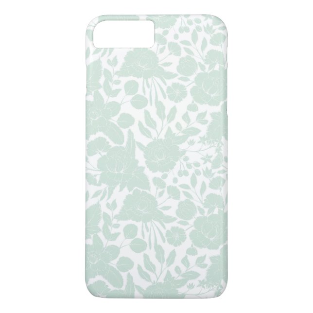 Capa Para iPhone, Case-Mate Floral à moda branco verde pastel elegante do (Verso)