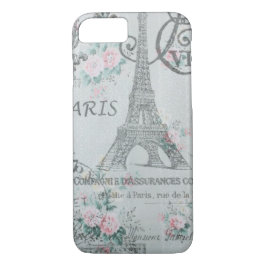 Capa Para iPhone Da Case-Mate floral azul da torre Eiffel de Paris do chique