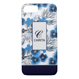 Capa iPhone 8/ 7 Floral Azul Personalizado