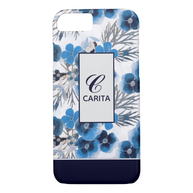 Capa Para iPhone, Case-Mate Floral Azul Personalizado (Verso)