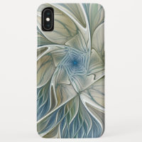Floral Dream Pattern Abstrato Blue Khaki Fractal