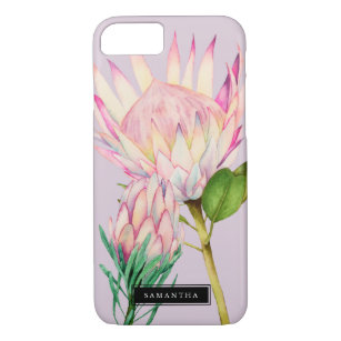 Capa iPhone 8/ 7 Floral Exótico Cor de Água Rosa e Púrpura