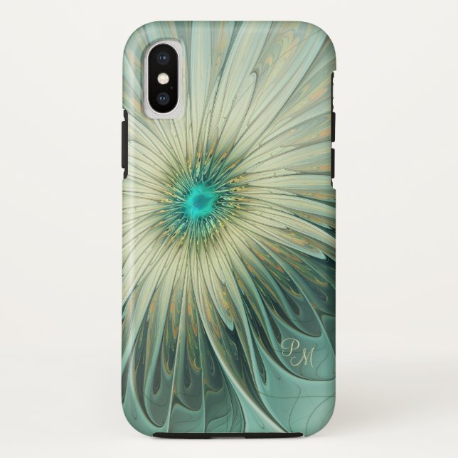 Capa Para iPhone, Case-Mate Floral Fantasia em Verde Sálvia Abstrato Fractal P (Verso)