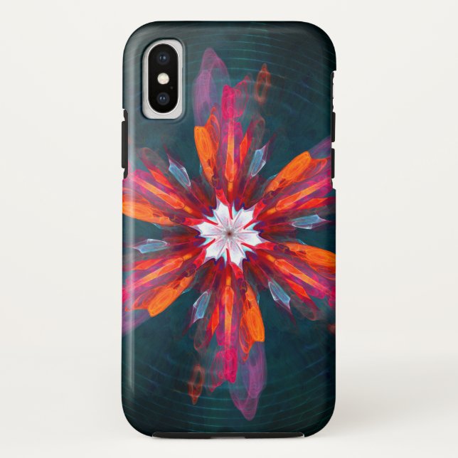 Capa Para iPhone, Case-Mate Floral Flores de Mandala Laranja Vermelho Abstrato (Verso)