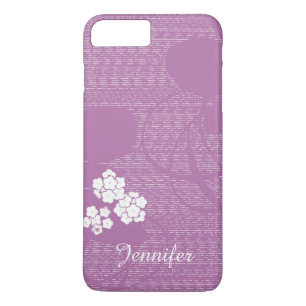 Capa iPhone 8 Plus/7 Plus Floral Purple White Flowers Girly com Nome Persona