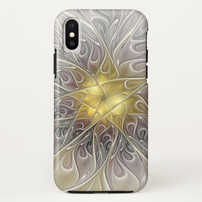 Capa Para iPhone, Case-Mate Floreio Com Dourada Flor Fractal Abstrato Moderna (Verso)