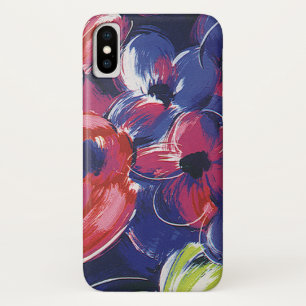 Capa Para iPhone X Flores Art Déco Antigas, Têxtil Floral de Tulipas