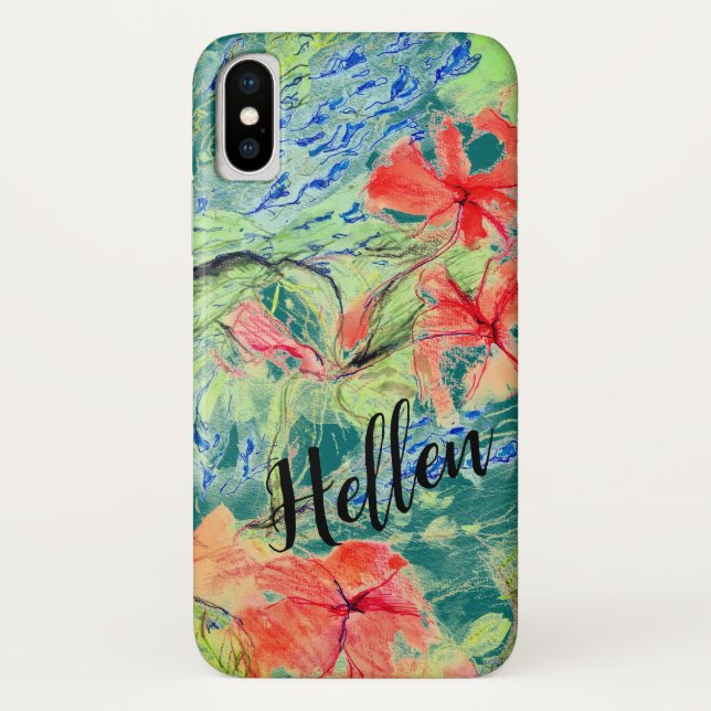 Capa Para iPhone, Case-Mate Flores Balsam e Lobelia e seu Nome (Verso)
