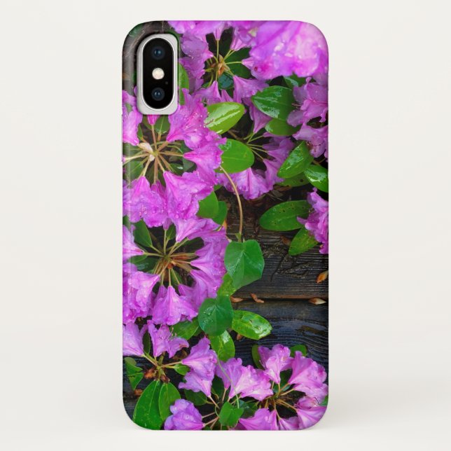 Capa Para iPhone, Case-Mate Flores cor-de-rosa azáleas, grão de madeira de qui (Verso)