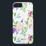 Capa iPhone 8/ 7 Flores de Aquarela de Densidade | Peonies e Wister<br><div class="desc">Capas de iphone colorida e feminina com casinhas e wisterias roxas com cor d'água.</div>