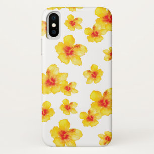 Capa Para iPhone Da Case-Mate Flores de cor aquática florais de hibisco amarelo