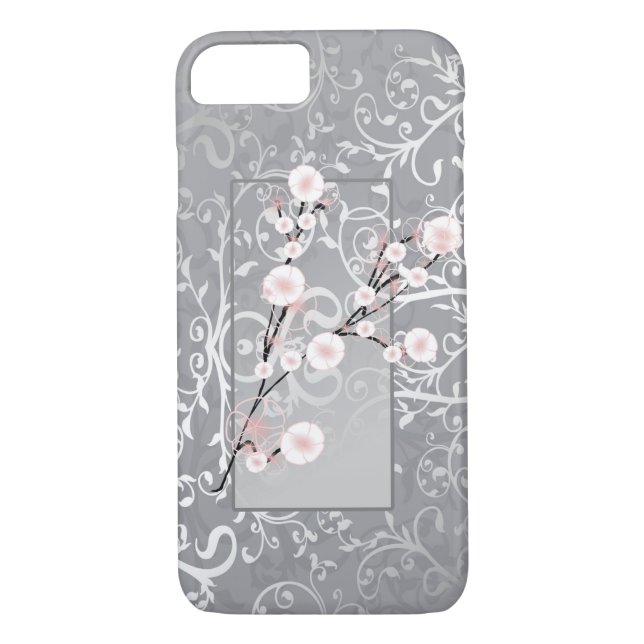 Capa Para iPhone, Case-Mate Flores de Flores de Prata Damasco (Verso)