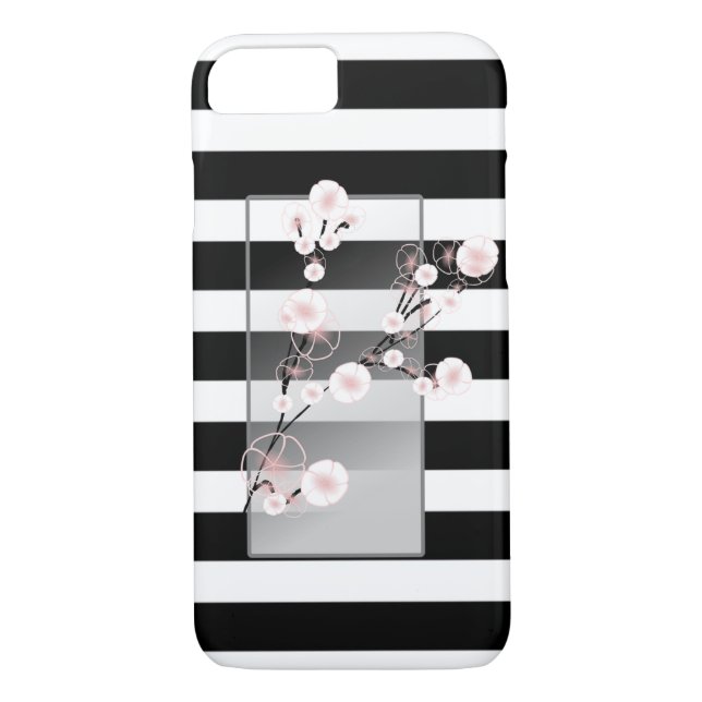 Capa Para iPhone, Case-Mate Flores de Flores Negras Stripes Brancas (Verso)