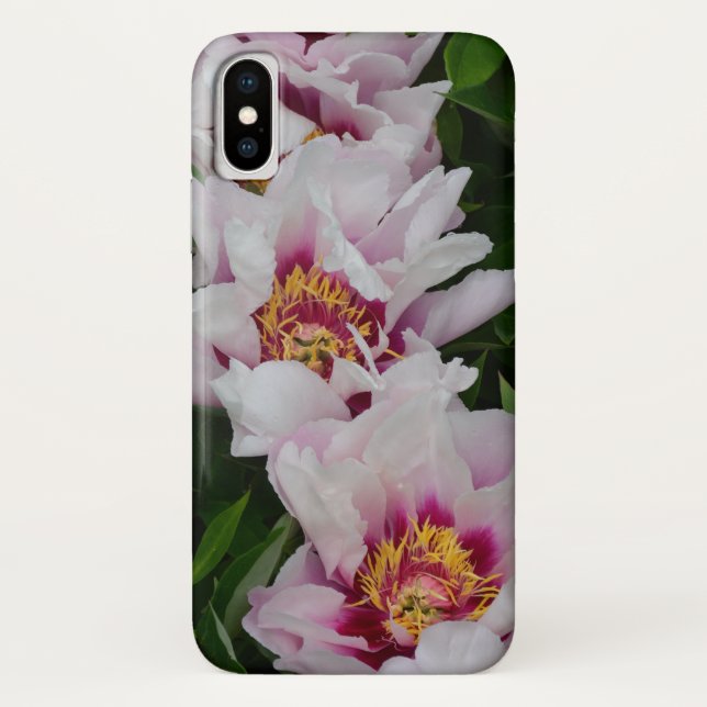 Capa Para iPhone, Case-Mate Flores de pénia rosa e branca (Verso)