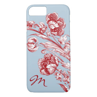 Capa Para iPhone Da Case-Mate Flores do vintage, vermelho, branco e azul,