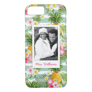 Capa Para iPhone Da Case-Mate Flores e abacaxi  Adicione sua foto e seu nome