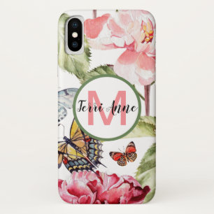 Capa Para iPhone Da Case-Mate Flores e borboletas corajosas da peônia com