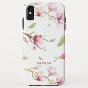 Capa Para iPhone Da Case-Mate Flores e folhas cor-de-água magnólia rosa