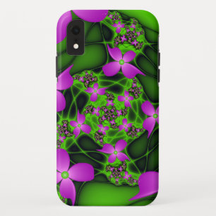 Capa Para iPhone Da Case-Mate Flores Fractais Abstratas Modernas Rosa Verde Neon