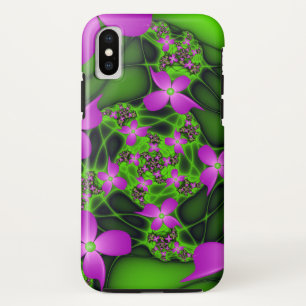 Capa Para iPhone Da Case-Mate Flores Fractais Abstratas Modernas Rosa Verde Neon
