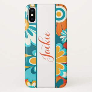 Capa Para iPhone Da Case-Mate Flores Laranja e Verde Retro dos Anos 70