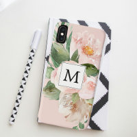 Flores Rosa Cor-de-Água Moderna Monogramadas