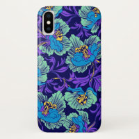 Flores roxas e azuis William Morris