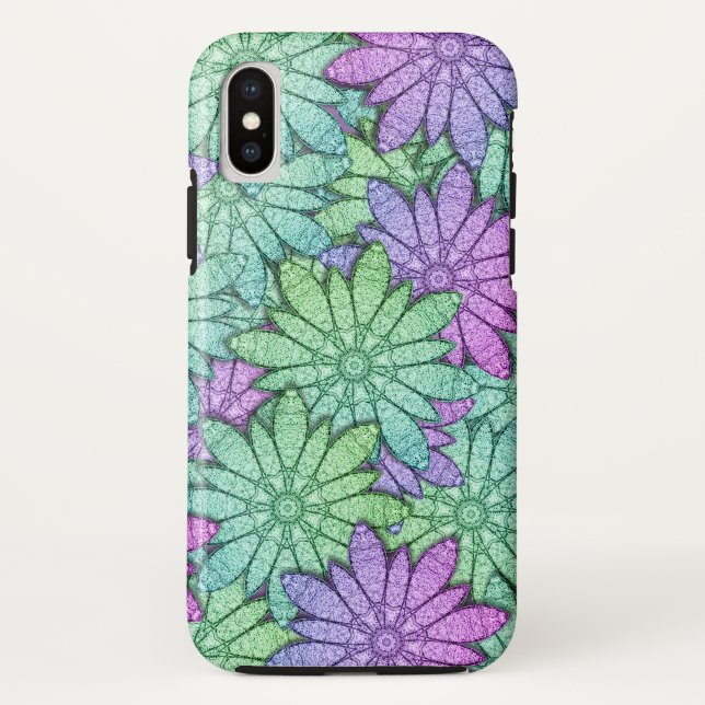 Capa Para iPhone, Case-Mate Flores roxas e verdes divertidas (Verso)