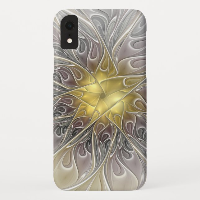 Capa Para iPhone, Case-Mate Florescer Com Flor Fractal Abstrata Moderna Dourad (Verso)