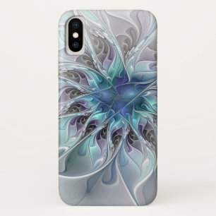 Capa Para iPhone Da Case-Mate Florescer Fractal Floral Moderno Abstrato Com Azul