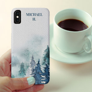 Capa Para iPhone Da Case-Mate Floresta de Inverno Personalizada Aquarela Mal-hum