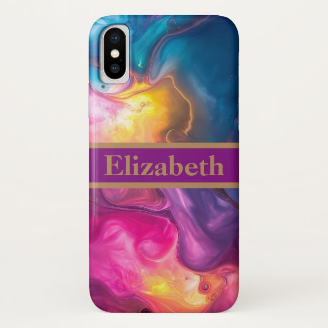 Capa Para iPhone, Case-Mate Foil Confetti de Folhas de Folha Roxo Personalizad (Verso)