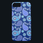 Capa iPhone 8/ 7 Folha, azul de cobalto e branco<br><div class="desc">Padrão paisley de ornamentado em tons de azul profundo e turquesa,  acentuado com branco,  sobre fundo azul de cobalto</div>