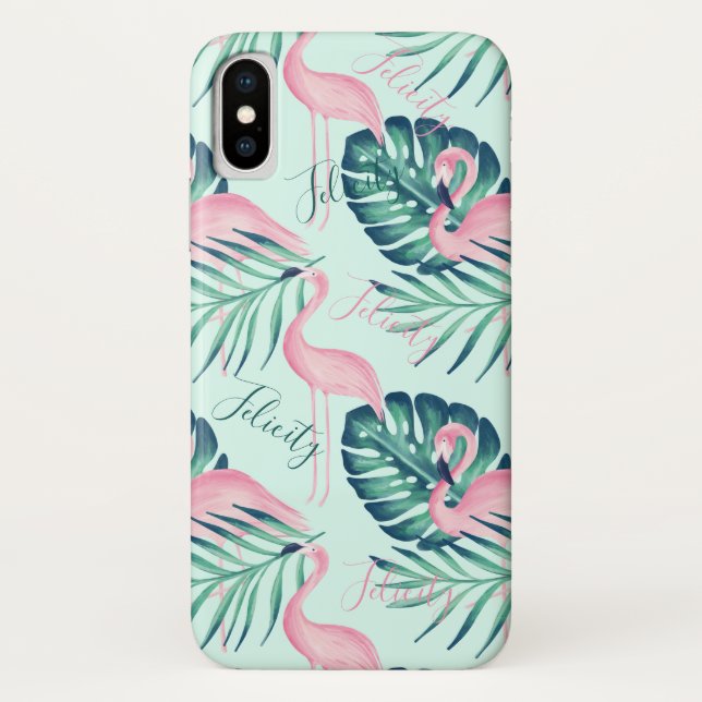Capa Para iPhone, Case-Mate Folha de palmeira tropical do paraíso & nome (Verso)