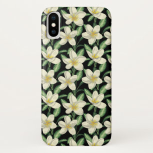 Capa Para iPhone Da Case-Mate Folha verde de flores brancas de forma contínua tr