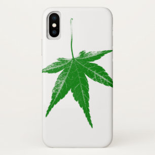 Capa Para iPhone X Folha verde no branco