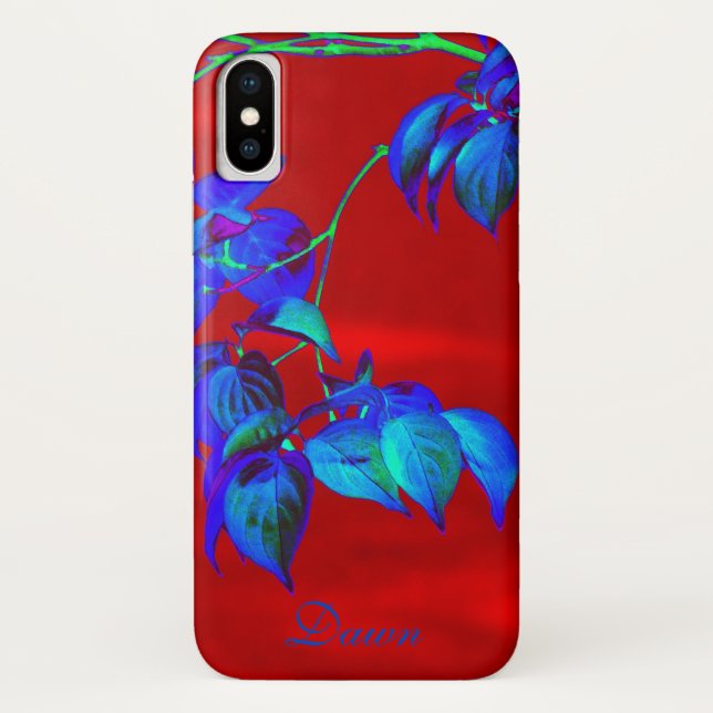 Capa Para iPhone, Case-Mate Folhas Azuis do Céu Vermelho (Verso)