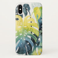 Folhas de Árvore de Palm Sunset com Aquarela