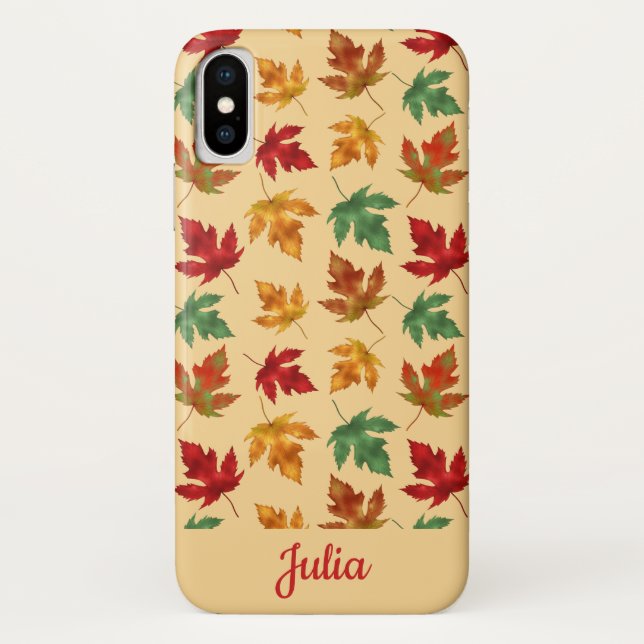 Capa Para iPhone, Case-Mate Folhas de mapa de outono com nome personalizado (Verso)